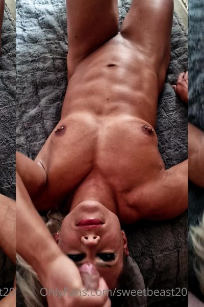 female bodybuillder Sweetbeast20 Getting A Cream On Her Mouth